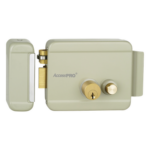 ACCESSPRO ACCESSRIMBL – Cerradura Eléctrica con Botón de Salida / Doble Cerrojo / 12 VCA 2.5 A / Pulsos de 2 Seg / Exterior Izquierda