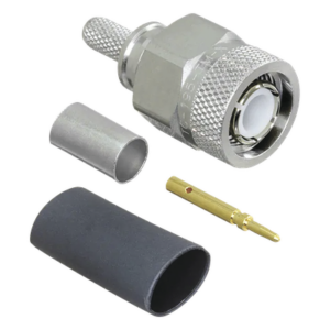 Times Microwave TC-195-TM-X – Conector TNC Macho / Anillo Plegable / Pin Soldable / Latón Plateado / 50 Ω / VSWR 1.3 hasta 6 GHz