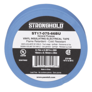 PANDUIT ST17-075-66BU – Cinta Aislante Eléctrica / PVC 0.18 mm / 19 mm x 20.12 m (66 ft) / Aislamiento 600V / Rango -10°C a 80°C / Ignífuga UL 510