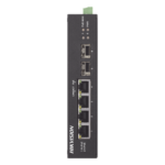 HIKVISION DS-3T0506HP-E/HS – Switch Industrial No Administrable / 3 Puertos Gigabit PoE+ (30 W) + 1 Puerto Gigabit PoE++ (60 W) / 2 Puertos SFP / 65 W Total / Alcance Extendido 300 m (984.3 ft) / -30 °C a 65 °C