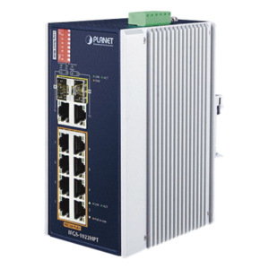 PLANET IFGS-1022HPT – Switch Industrial PoE+ / 8 Puertos 10/100TX / 2 Puertos Gigabit Combo TP/SFP / 240W / -40 a 75°C / Alcance Extendido 250m (820 pies)