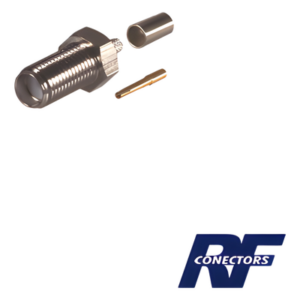 RF INDUSTRIES,LTD RSA-3050-C – Conector Coaxial SMA Hembra / Anillo Plegable / Para Cable RG-58/U / Cuerpo Bronce Niquelado / Contacto Oro / Aislante Teflón