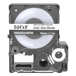PANDUIT H000X064HPM – Casete de Etiquetas Termocontráctiles / Poliolefina 2:1 / 16.3 mm Ancho / 2.4 m (7.87 pies) Largo / Cables 5.3-10.9 mm / Blanco