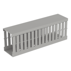 PANDUIT MC50X75IG2 – Canaleta ranurada tipo F / 49.5 mm ancho / 72.4 mm alto / 2 m largo / 6.56 ft / PVC libre de plomo / Grado UL94V-0