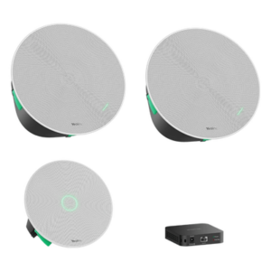 YEALINK CMKIT-121 – Kit de Audio para Videoconferencia / Micrófono de Techo con 16 Cápsulas / Altavoces de Techo / Switch PoE Integrado / Cobertura Extendida para Salas Medianas y Grandes