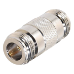 RF INDUSTRIES,LTD RFN-1013-1 – Adaptador Coaxial Tipo Barril / 50 Ohm / Conector N Hembra a N Hembra / Montaje en Línea / Cuerpo Bronce Plateado / Contacto Oro / Aislante Teflón