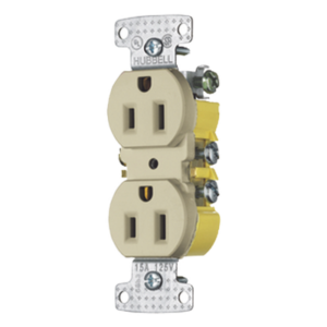 HUBBELL HUB-RR15I – Receptáculo Dúplex Residencial / 15A / 125V / 2 Polos 3 Hilos / NEMA 5-15R / 0.93' Profundidad / 4.19' Alto / 1.52' Ancho