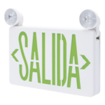 SFIRE SFKDC860 – Letrero de Emergencia LED / Dual Salida y Luz de Emergencia / Montaje Universal Pared-Lateral-Techo / Doble Voltaje 120-277 VAC / Batería 6V 4.5Ah / Consumo 3W