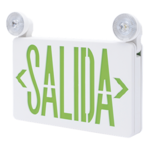 SFIRE SFKDC860 – Letrero de Emergencia LED / Dual Salida y Luz de Emergencia / Montaje Universal Pared-Lateral-Techo / Doble Voltaje 120-277 VAC / Batería 6V 4.5Ah / Consumo 3W