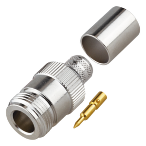 RF INDUSTRIES,LTD RP-1028-I – Conector RF Coaxial / N Hembra Inverso / Anillo Plegable / Cables RG-8/U, 9913, LMR-400 / Grupo I / Níquel-Oro-Teflón