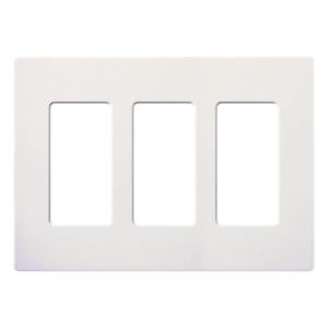 LUTRON ELECTRONICS SC-3-SW – Placa de Pared 3 Espacios / Diseño Screwless / Perfil 7.6 mm / Acabado Snow Satinado / Compatible Maestro, Diva, Pico