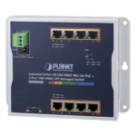 PLANET WGS-4215-8P2S – Switch Industrial PoE Administrable de Pared / 8 Puertos Gigabit PoE 802.3at / 2 Puertos SFP 100/1000X / Presupuesto PoE 200W / Alcance hasta 820 pies