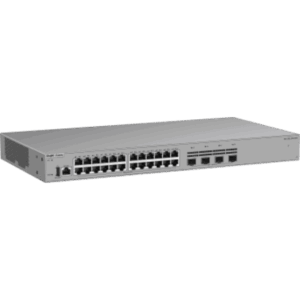 RUIJIE RG-CS62-24GT4XS – Switch Ethernet de Acceso 1000 Mbps / 24 Puertos RJ45 10/100/1000BASE-T / 4 Puertos SFP+ 1GE/2.5GE/10GE / Capacidad 128 Gbps / Enrutamiento Layer 3 / VSU / Diseño Sin Ventilador / 1 RU / Línea Cybrey
