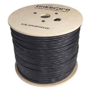 LINKEDPRO BY EPCOM EP-CAT-5E-V2P – Bobina de Cable Siamés Cat5e CCA + 2 Cables Gruesos (16 AWG) / 305 m (1000 ft) / Exterior / Industrial para Climas Extremos