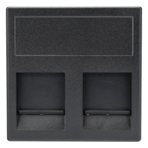 SIMON SM-2-KEY-G – Módulo de Placa Plana / 2 Espacios Jack Keystone RJ45 / Guardapolvo Integrado / 45 × 45 mm / Acabado Grafito RAL 7021 / Cajas Teleblock y Ofiblock