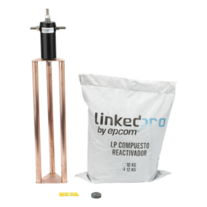 LINKEDPRO BY EPCOM LP-GROUND-60A – Electrodo Puesta a Tierra / Cobre Electrolítico / Diseño Delta / Filtro Equipotencial / Compuesto 12 kg / 50 cm (19.7 in)