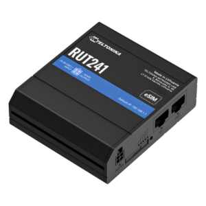 TELTONIKA RUT241 – Router Celular Industrial / 4G LTE Cat 4 / eSIM / 2x Ethernet 10/100 Mbps / WiFi 802.11b/g/n / WAN Failover / -40°C a 75°C (-40°F a 167°F)