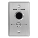 ACCESSPRO APB2BL – Botón de Salida Doble / Sin Contacto y Contacto / IP65 / Temporizador 0-30 s / Detección 5-25 cm / LED Azul/Verde / 12/24 VCC
