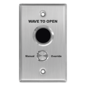 ACCESSPRO APB2BL – Botón de Salida Doble / Sin Contacto y Contacto / IP65 / Temporizador 0-30 s / Detección 5-25 cm / LED Azul/Verde / 12/24 VCC