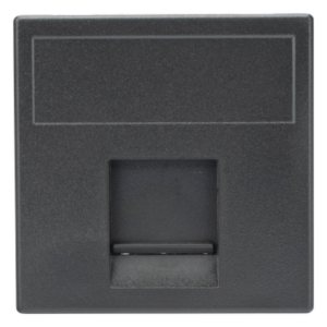 SIMON SM-1-KEY-G – Módulo de Placa / 1 Espacio Keystone RJ45 / Guardapolvo Integrado / Acabado Grafito RAL 7021 / 45 × 45 mm / Compatible Cajas Teleblock y Ofiblock