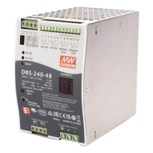 MEANWELL DRS24048 – Fuente de Poder Industrial / 240W / Salida 48VCC 5A / Cargador de Baterías / Riel DIN / 92% Eficiencia