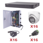 HIKVISION KH1080P16DW – Kit de Videovigilancia TurboHD / DVR 16 Canales / 16 Cámaras Turret 2 Megapixel / Audio Bidireccional por Coaxitron / IR 30 m (98.4 ft) / Lente 2.8 mm 106° / H.265+