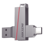 HIKSEMI by HIKVISION HS-USB-E307C/128G – Memoria USB Dual / 128 GB / USB-C y USB-A / Lectura 150 MB/s / Escritura 45 MB/s / Aleación de Zinc Retráctil