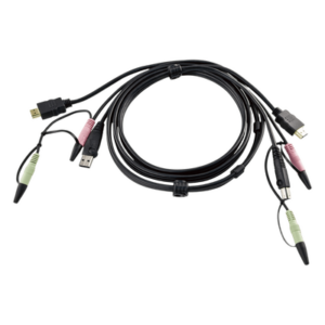 ATEN 2L-7D02UH – Cable KVM / USB HDMI / Audio 3.5mm / 1.8m (6 pies) / Conexión PC a Conmutador KVM