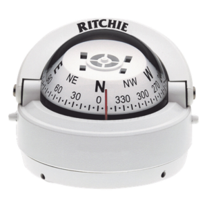 RITCHIE S-53W – Brújula serie Explorer en color blanco para montaje en superficie, cuenta con iluminación nocturna color verde.