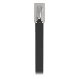 PANDUIT MLTFC6S-CP316 – Cincho de Acero Inoxidable 316 / 521 mm (20.5 in) x 4.6 mm / Recubrimiento de Poliéster Negro / Resistente a UV / Exterior / Paquete 100 pz
