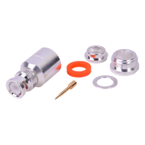 RF INDUSTRIES,LTD RFB-1101-1SI – Conector Coaxial BNC Macho / Ensamble por Rosca / Cuerpo Bronce Plateado / Contacto Oro / Aislante Teflón / Cables RG8/U, LMR-400, CNT-400
