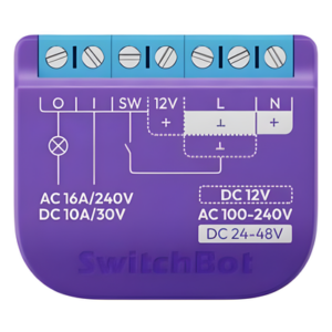 SWITCHBOT SWITCHBOTRELSW1 – Relevador Inteligente / WiFi+BLE / Salida Contacto Seco / 16A AC / 42x36x16 mm / 138x118x52 pies / Compatible Alexa y Google Home