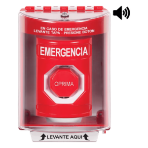 STI SS2082EM-ES – Botón Multipropósito / Superficie con Espaciador / Tapa Policarbonato / Bocina Pre-Alarma / Interior-Exterior / -40°C a 121°C / 10A 250VAC