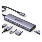 UGREEN 15596 – Docking Station USB-C / 5 en 1 / HDMI 2.0 4K@30Hz / 3 USB-A 3.0 5Gbps / PD 100W / Cable 25 cm (9.8 in) / Aluminio