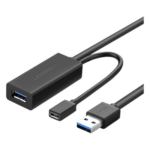UGREEN 20826 – Cable de Extensión Activo USB 3.0 / 5 m (16.4 ft) / 5 Gbps / Puerto de Alimentación Micro USB / Plug & Play / Compatible USB 2.0 y 1.1