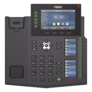 FANVIL X6U – Teléfono IP Empresarial / 20 Líneas SIP / Triple Pantalla Color / Puertos Gigabit / PoE / Bluetooth / Opus