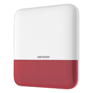 HIKVISION DS-PS1-E-WB/R – Sirena Inalámbrica con Estrobo / 110 dB / 433 MHz / IP65 / AES-128
