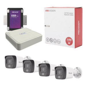 HiLook by HIKVISION KHL4B/1TB – Kit de Videovigilancia IP / NVR 4 Canales PoE+ / 4 Cámaras 4 MP / Dual Light / Audio / Cable 100 m (328 ft) / HDD 1 TB