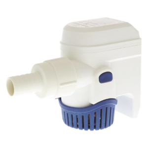 RULE RM1100B – Bomba Sumergible de Achique / 1100 GPH / 12V DC / Altura de Descarga 3 m (9.8 ft) / Sensor de Nivel Integrado / Conexiones 25 mm y 29 mm