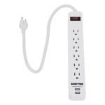 SURTEK SYS-136204 – Multicontacto / 6 Contactos Aterrizados / 2 Puertos USB / 13 A / 300 Joules / Cable 50 cm (1.64 ft)
