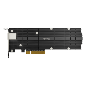 SYNOLOGY E10M20-T1 – Adaptador Combinado SSD M.2 y 10 GbE | PCIe 3.0 x8 | 2 Ranuras NVMe M.2 22110/2280 | Puerto 10GBASE-T RJ45 | Autonegociación 10/5/2,5/1 Gbps | Compatible con SSD NVMe SNV3000.