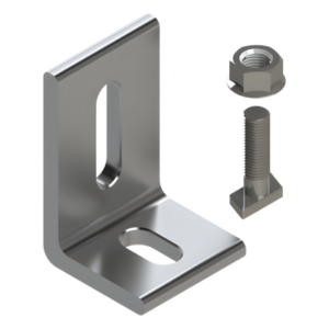 BASEL N00002 – Herraje en L para Fijación al Suelo / Aluminio Serie 6000 / Acero Inoxidable / Compatible con N Rail 4.72 / Techos Planos e Inclinados