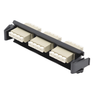 SIEMON RIC-F-LC12-01C – Placa Acopladora de Fibra Óptica / 12 Fibras Multimodo / Conectores LC Quad / Color Beige / Quick-Pack