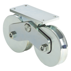 COMUNELLO 1151-5622-001 – Rueda Doble para Puerta Corrediza / 16 cm / 1920 kgf / Canal V / Acero Galvanizado / 15.10 kg