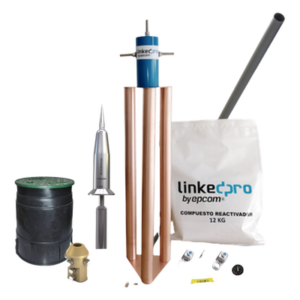 APLICACIONES TECNOLOGICAS AT-1515-KIT – Kit Pararrayo PDC / Avance de Cebado 15 μs / Protección 70 m (229.7 ft) / Electrodo 200 A / Montaje en Torre