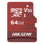 HIKSEMI by HIKVISION HS-TF-E1/64G – Tarjeta MicroSD / 64 GB / Lectura 95 MB/s / Escritura 40 MB/s / Clase 10 U3 / Grabación 4K / Videovigilancia 24/7