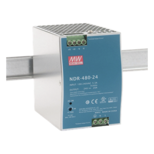 MEANWELL NDR48024 – Fuente de Poder Industrial / 480W / Salida 24Vcc 20A / Entrada 100-240Vca / Eficiencia 92.5% / Riel DIN