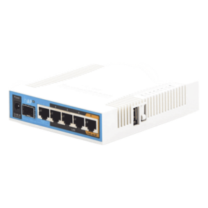MIKROTIK RB962UIGS-5HACT2HNT – Router WiFi / 5 Puertos Gigabit / Puerto SFP / USB / Doble Banda 802.11ac 3x3 / PoE Pasivo / 1750 Mbps