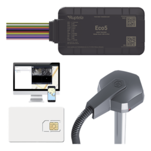 RUPTELA ECO5KITFUEL2 – Kit de Rastreo Vehicular / Sensor de Combustible Cableado / LTE Cat1 y LTE-M / BLE 5.0 / GNSS U-blox / IP54 / Batería de Respaldo / Detección de Interferencias
