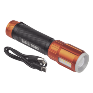 KLEIN TOOLS 56412 – Linterna LED Recargable / 500 Lúmenes / Luz Frontal y Lateral / IP66 / Caídas 6 ft (1.8 m) / USB-C / Tapa Magnética